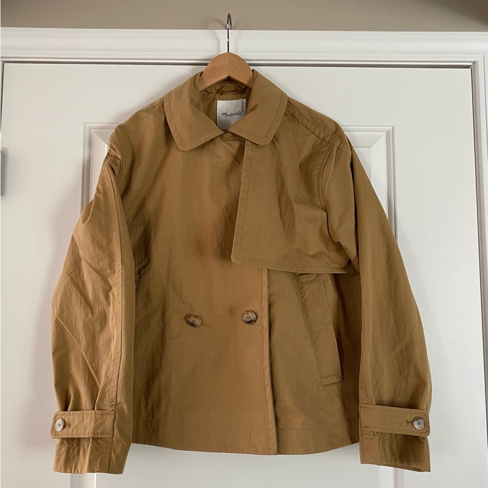 Madewell Short Trench Coat in Camel Tan